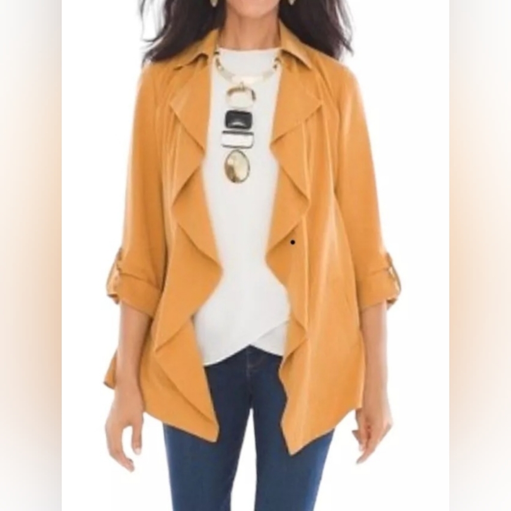 ‼️MUST GO‼️ Chico's beautiful mustard fall drape jacket size medium